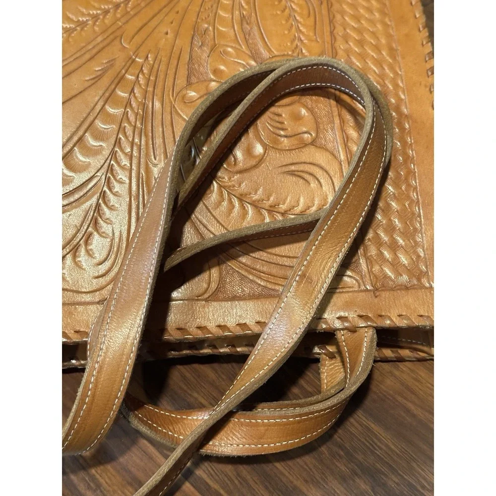 Vintage Coldwater Creek Hand Tooled Hobo Western Shoulder Bag